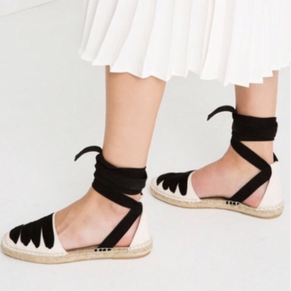 New ZARA Lace up espadrilles(size 6.5)